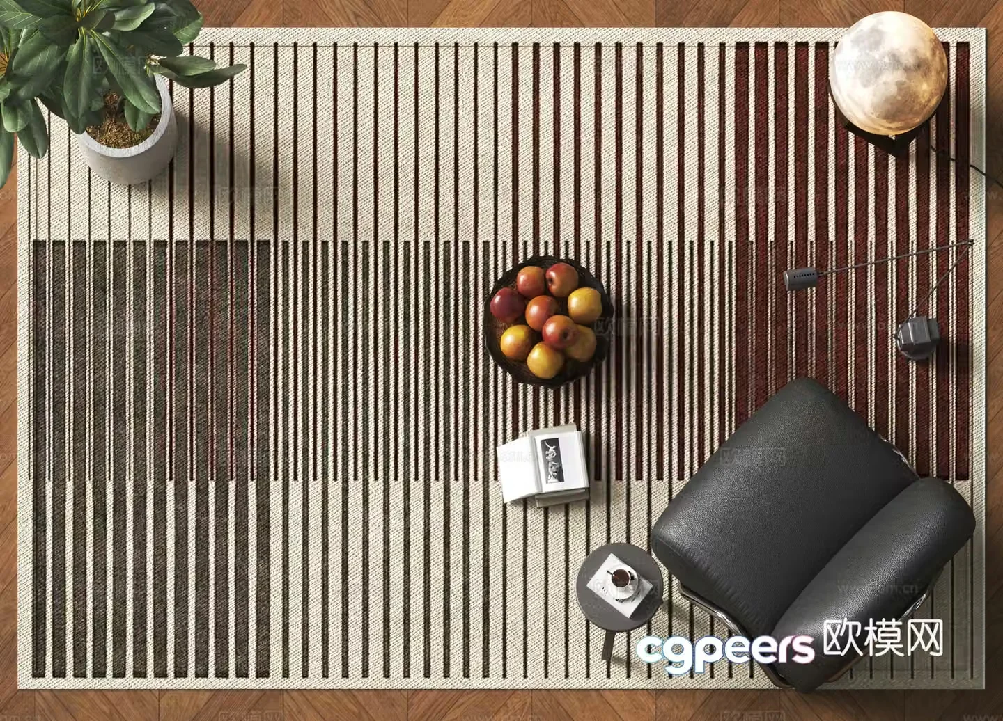 Modern square carpet 3d model
