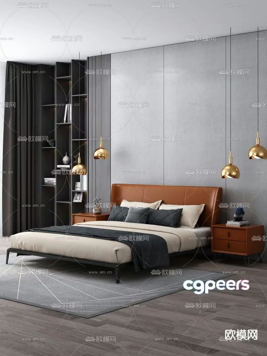 Modern double bed 3d model