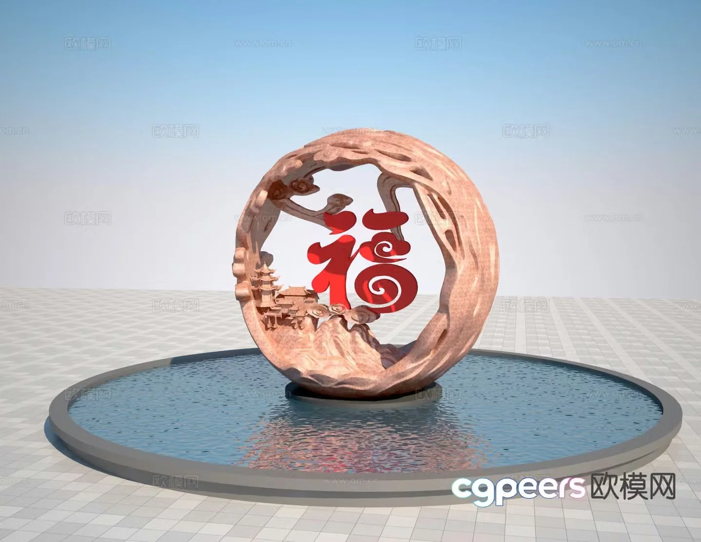 Modern blessing sculpture 3d model
