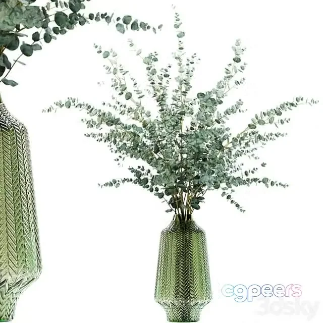 3ds Max Free – Eucalyptus branches in a green vase