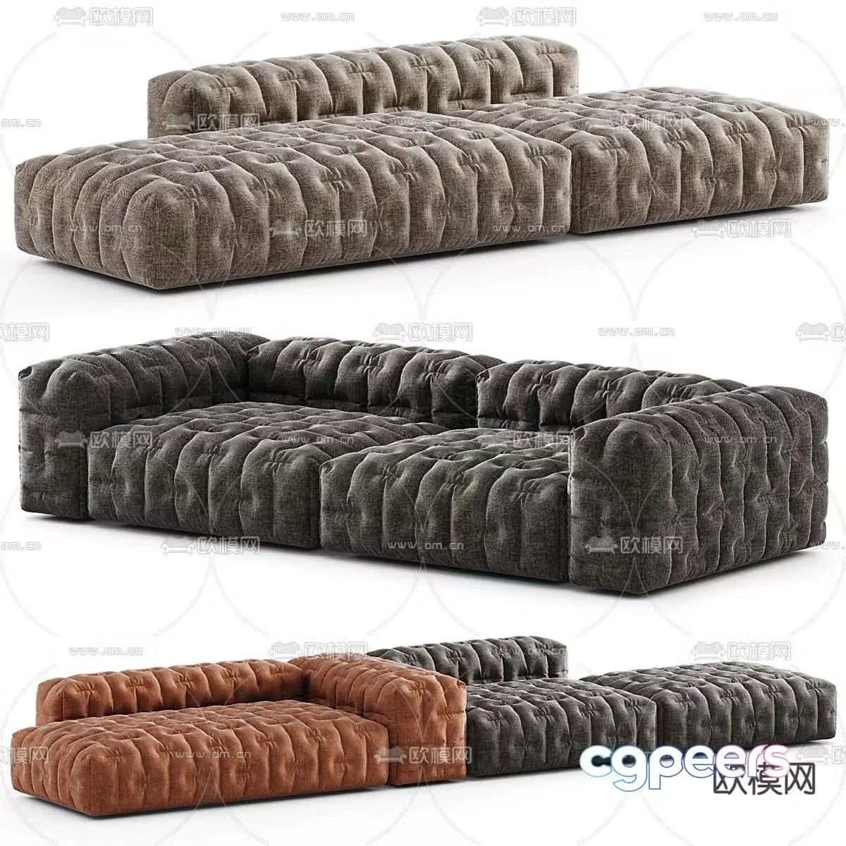 Double sofa three person sofa upholstered sofa 3d model