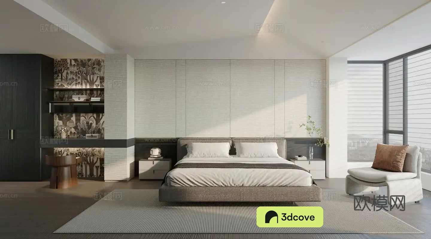 Italian master bedroom Light luxury master room Dressing table bedding leisure chair