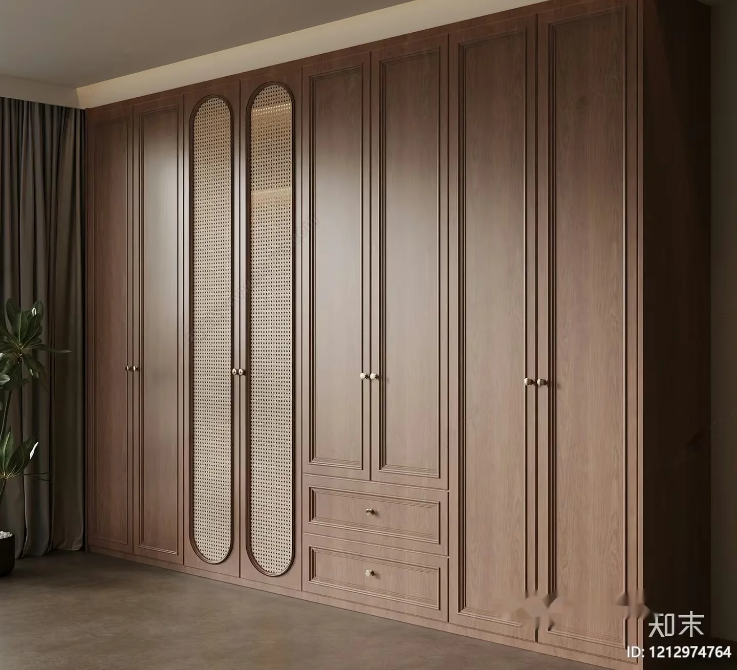 Modern Wooden Wardrobe 3D Model – 5660 – VRAY Render
