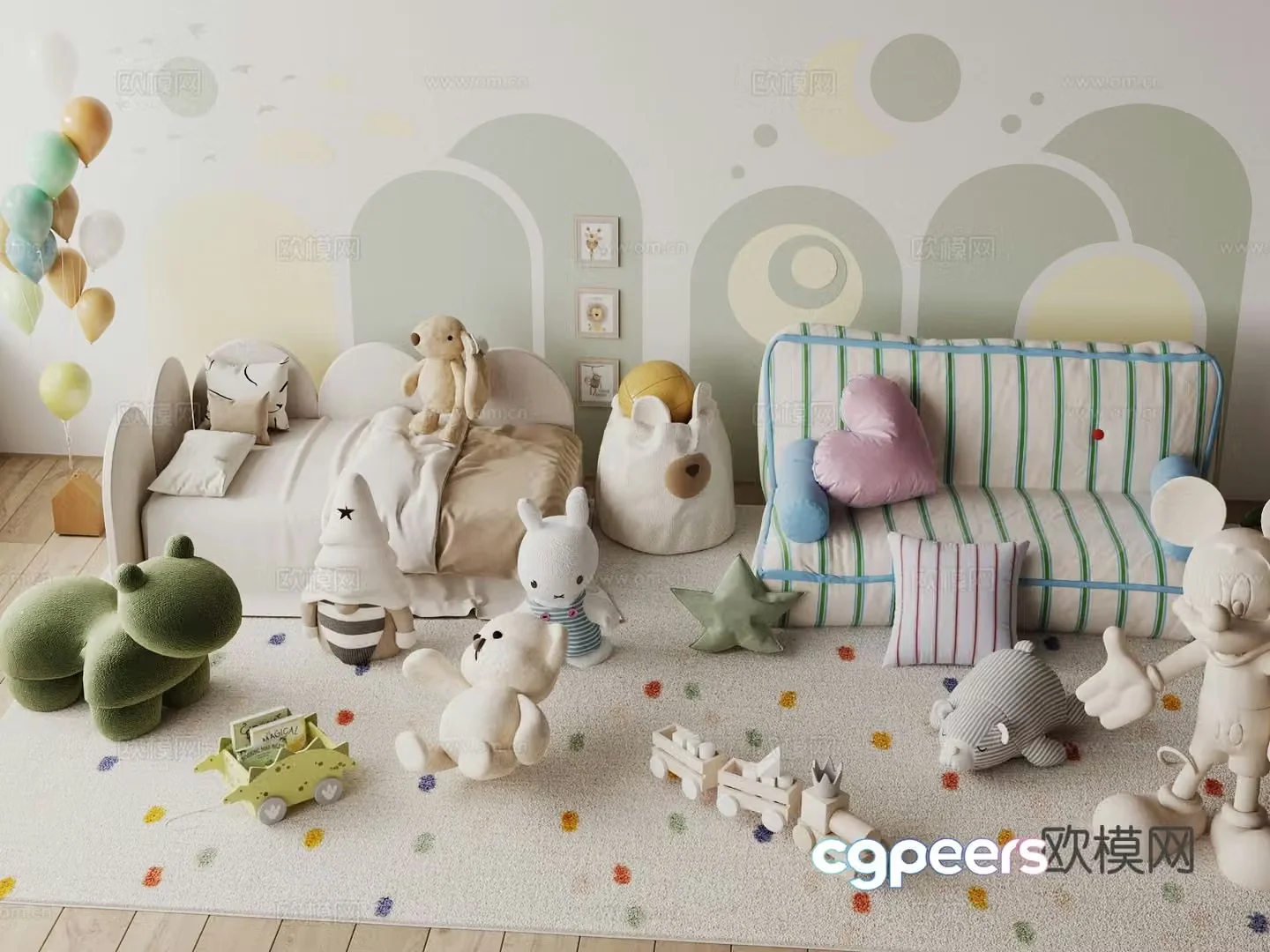 Modern children’s sofa toys doll 3d model