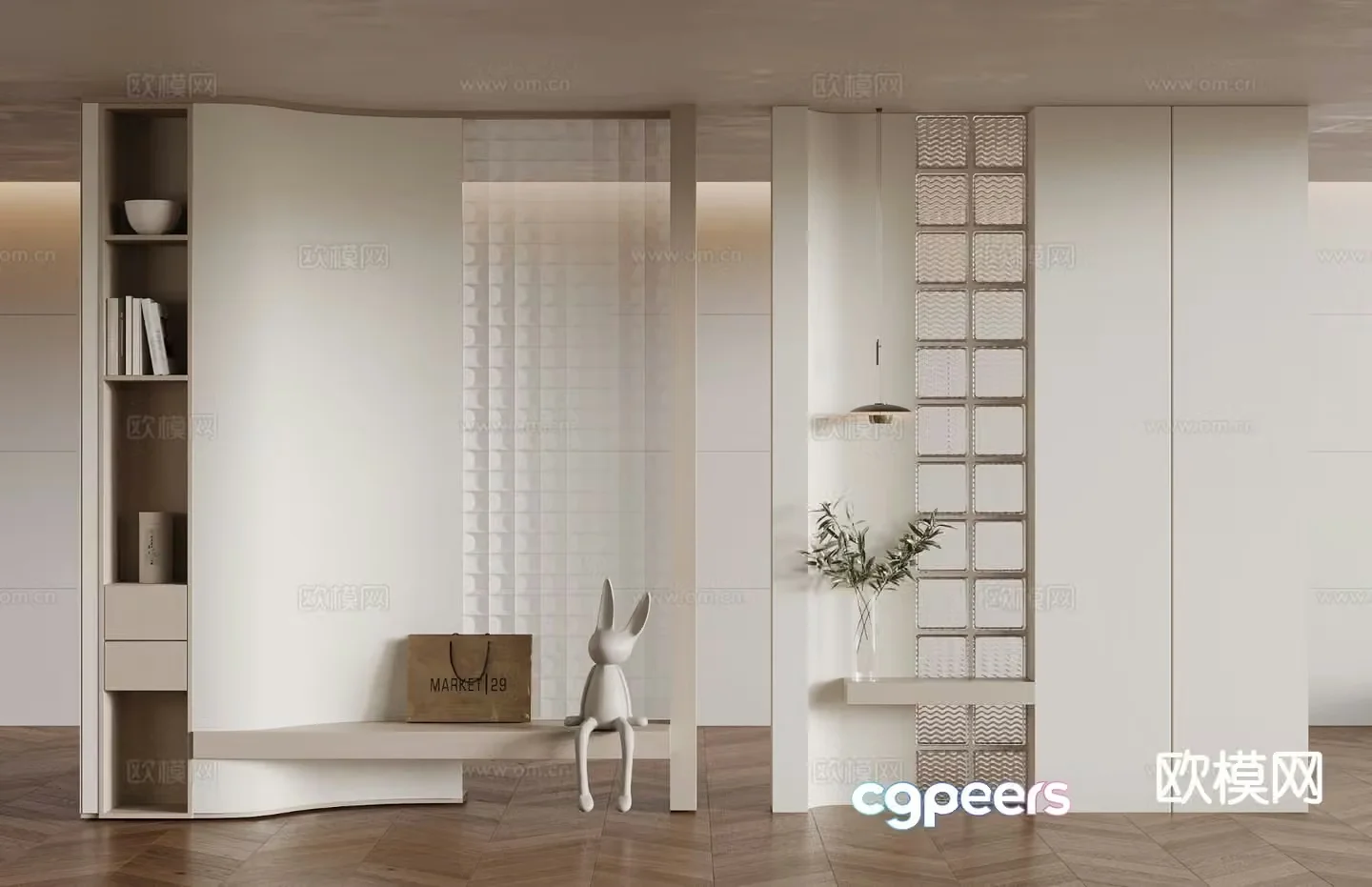 Creamy wind partition entrance partition 3d model