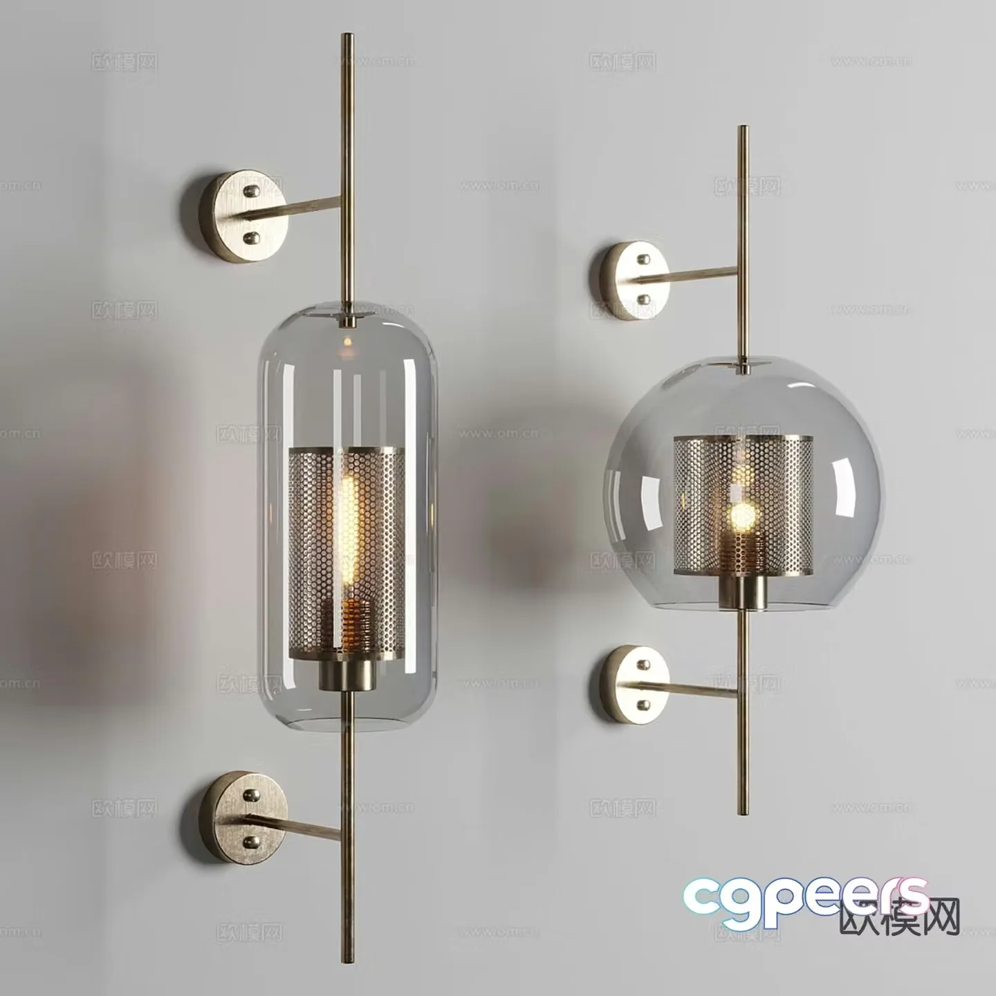 Modern metal wall light glass wall light 3d model