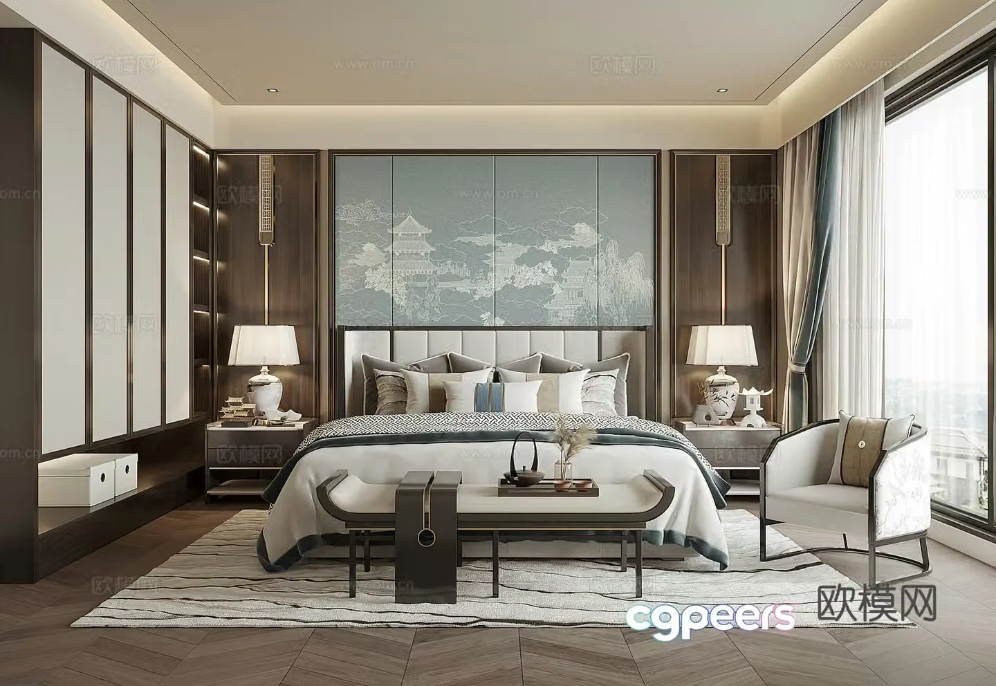 New Chinese bedroom 3D model