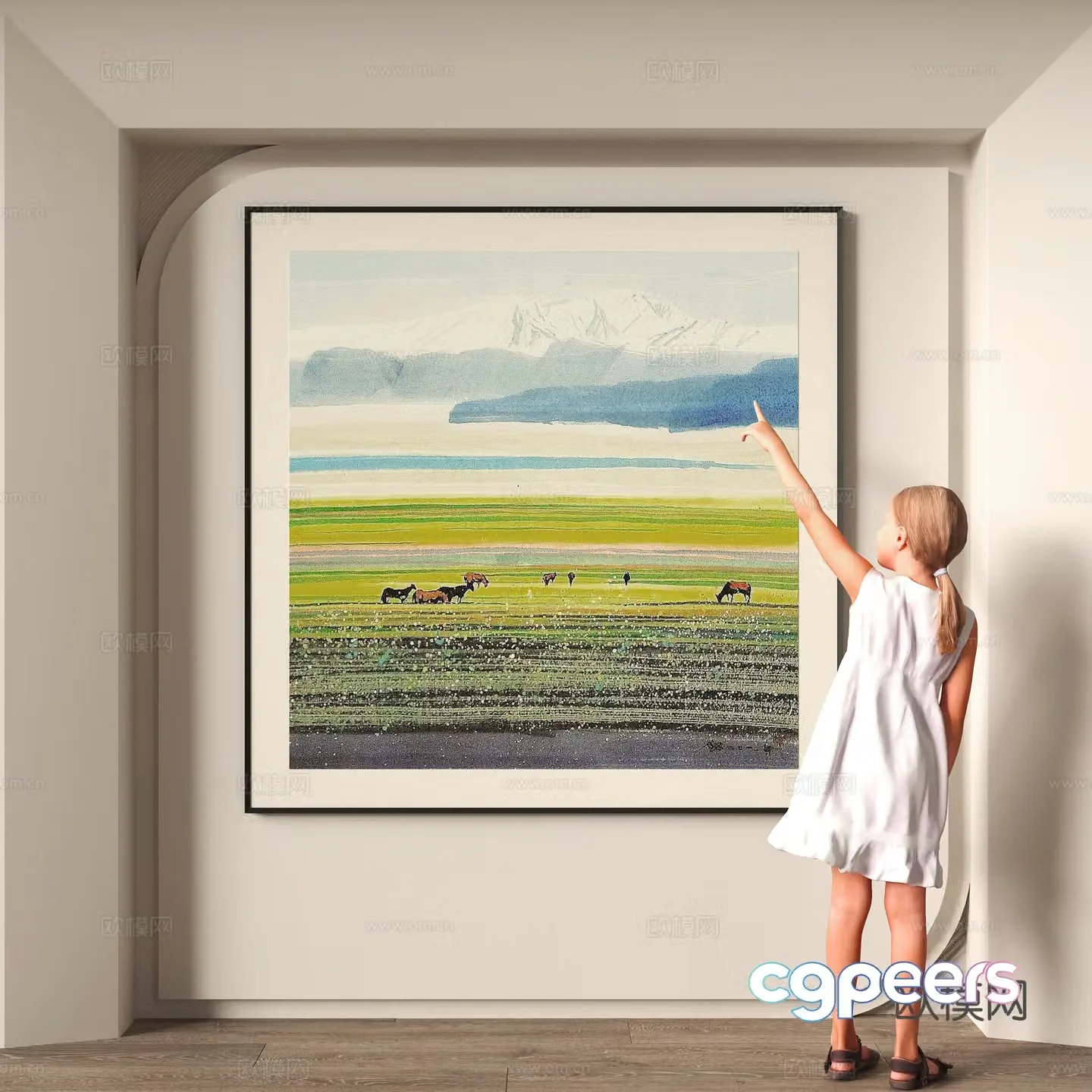 Modern decorative hanging painting 3d model
