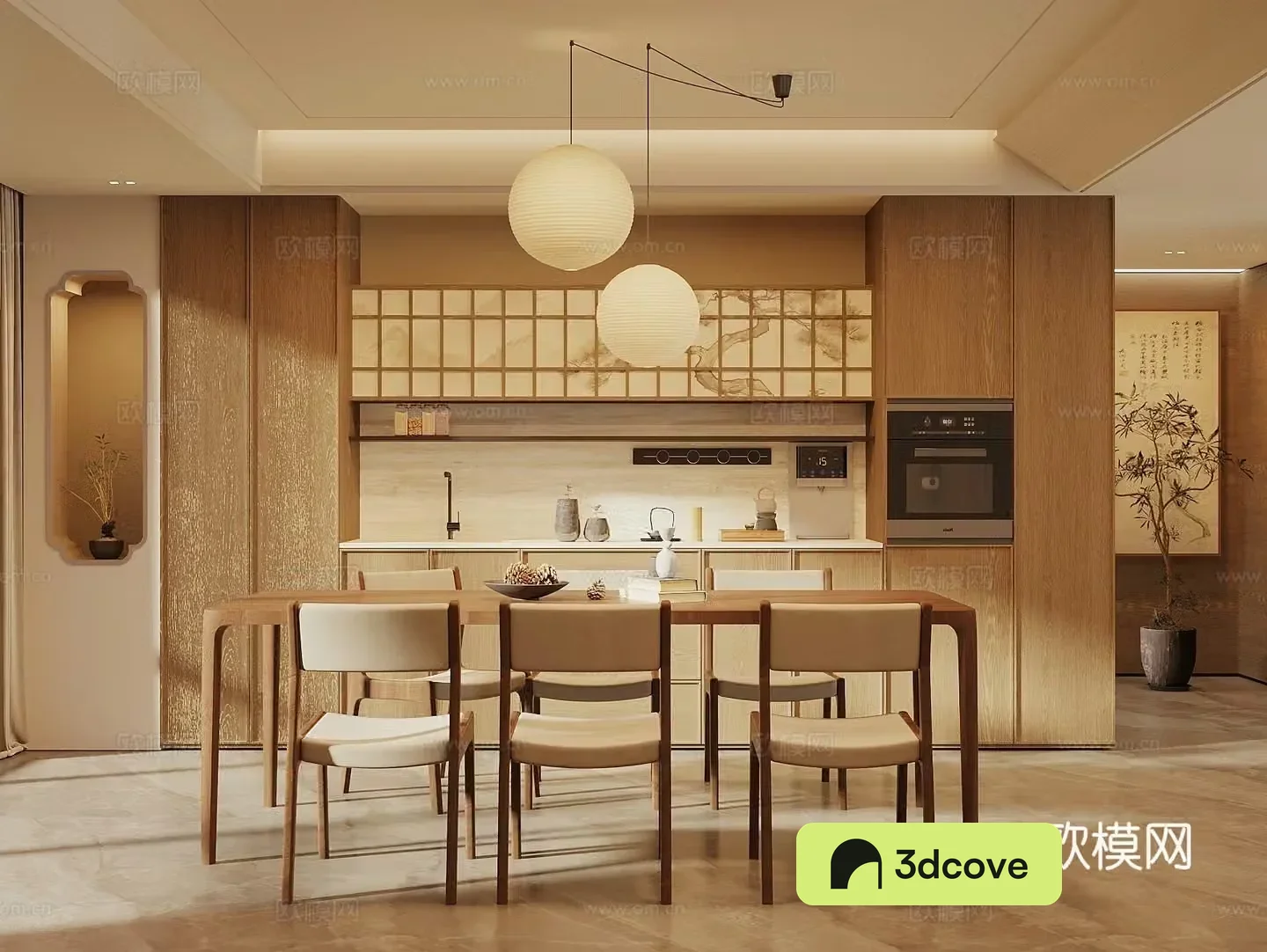 Song’s New Stroke Restaurant Wine Cabinet Side Cabinet Dining Table and Chair Combination Art Chandelier