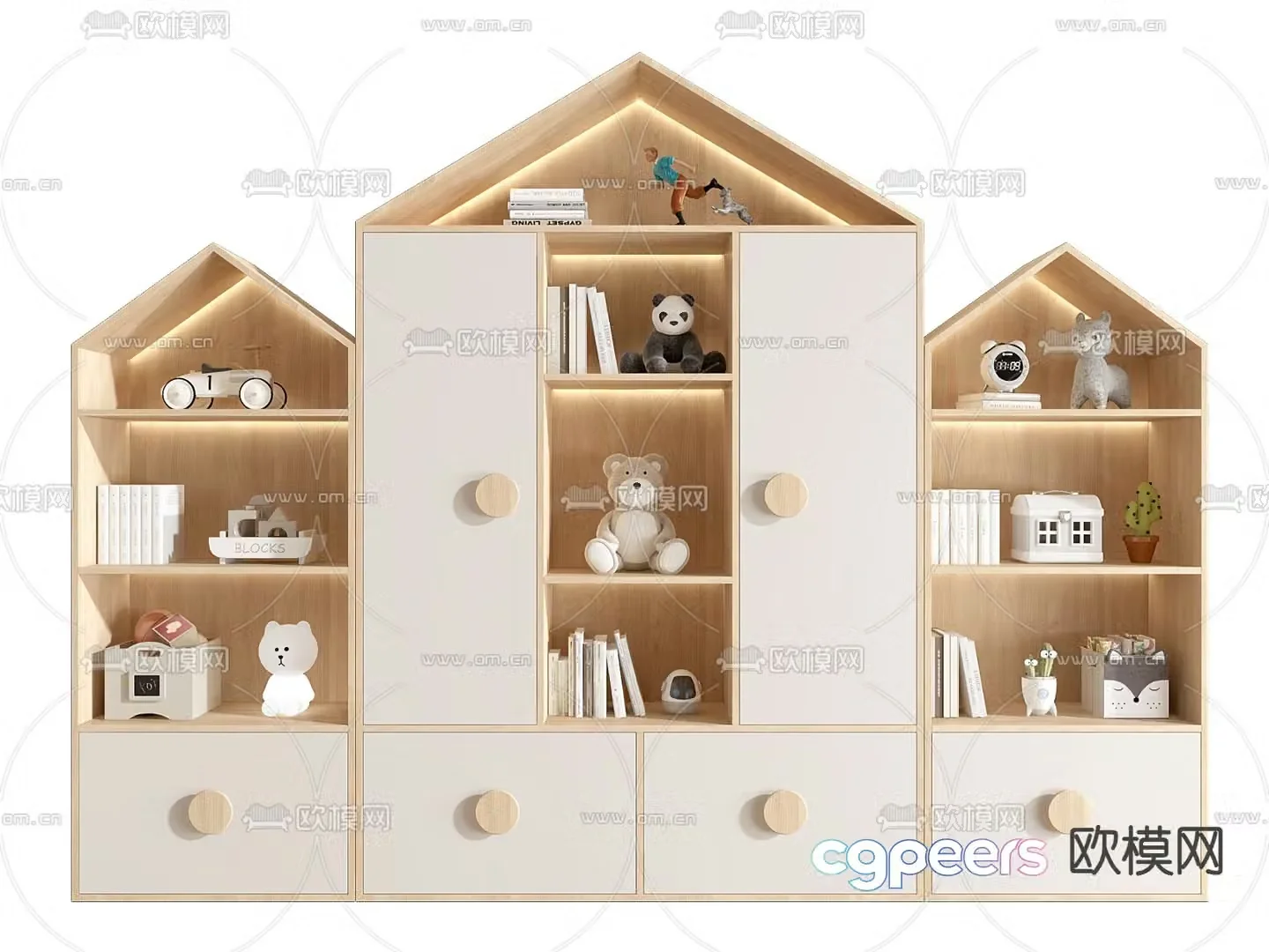 Children’s bookcase storage cabinet 3d model