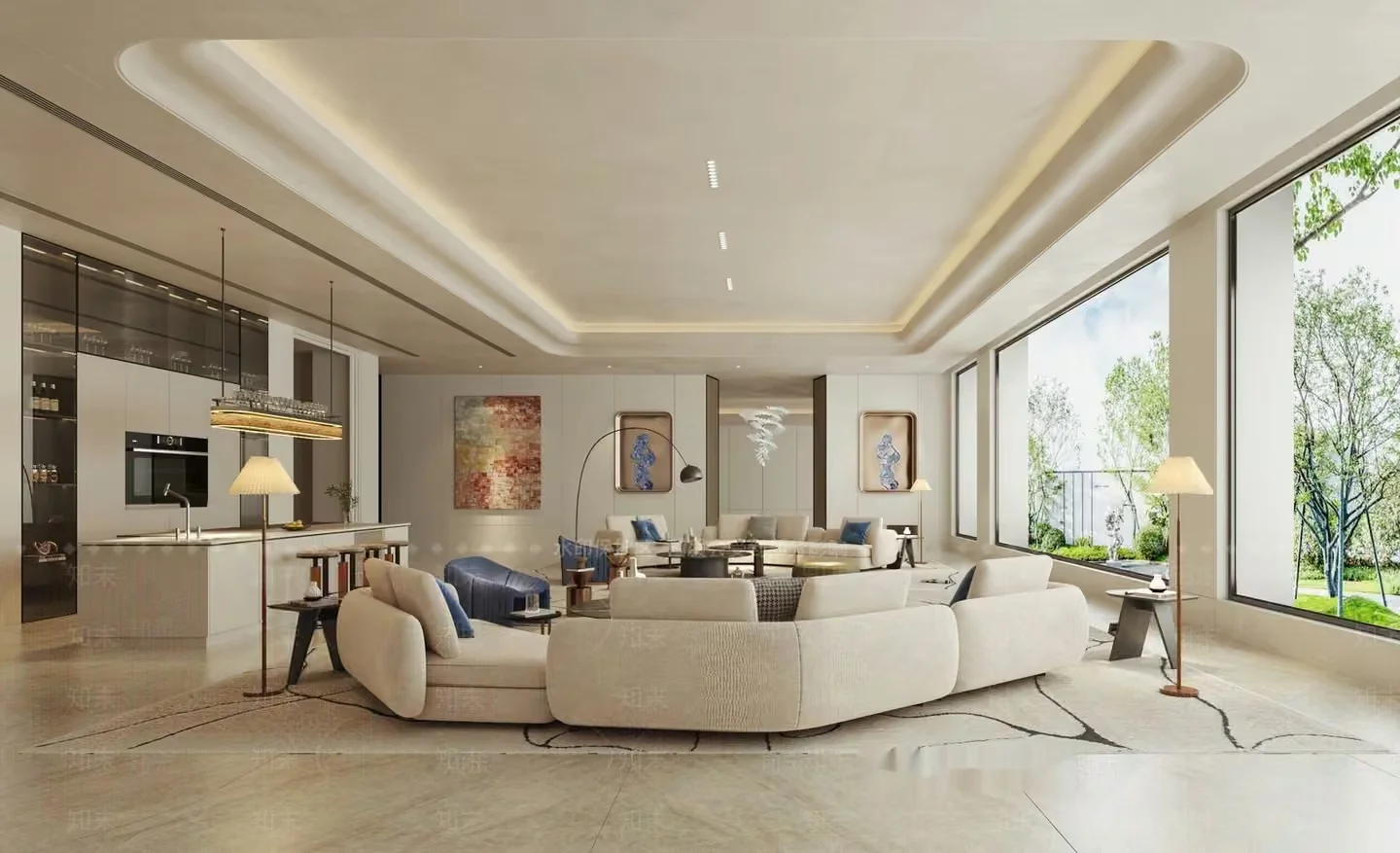 Modern Living Room 3D Model – 7422 – VRAY Render