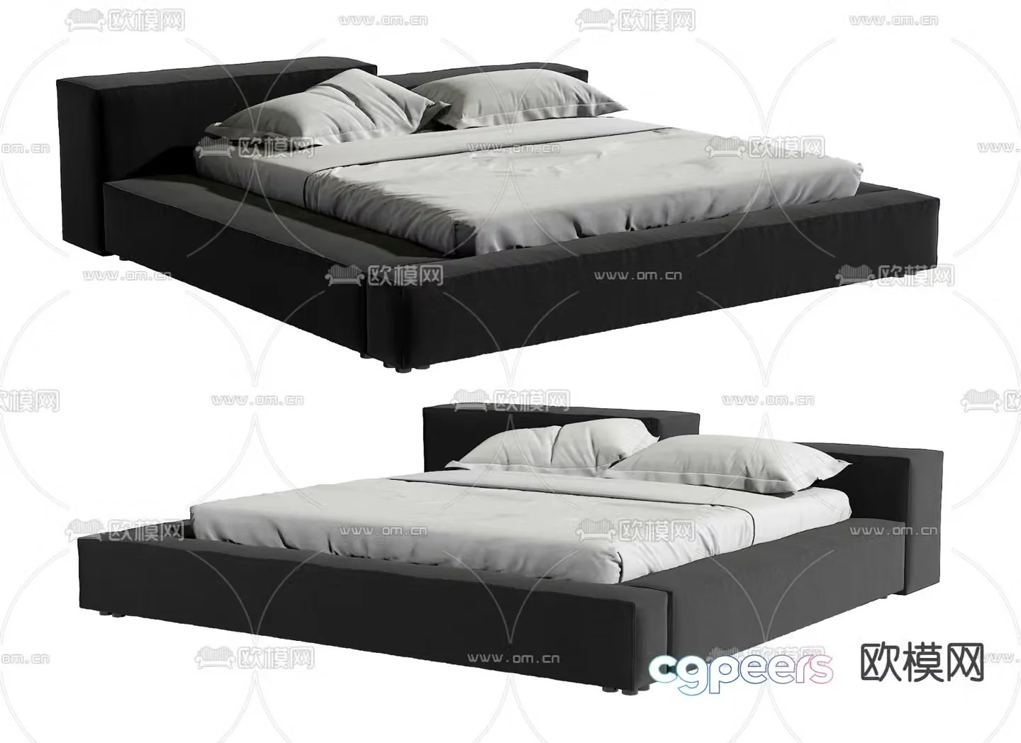 Modern double bed 3d model