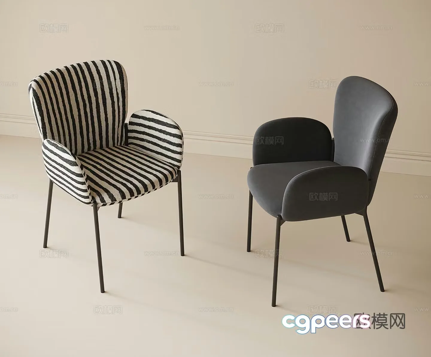 Modern dining chair single chair book chair 3d model