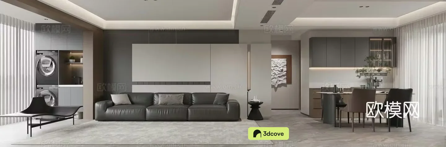 Modern living and dining room
