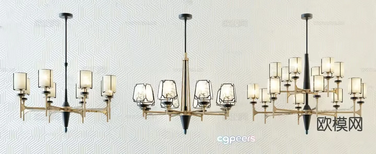 New Chinese style chandelier Zen chandelier 3d model