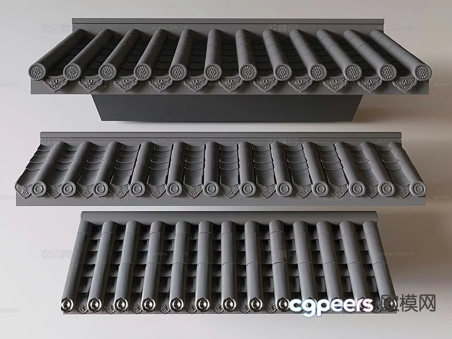 Chinese eaves flying eaves roof ridges 3D model