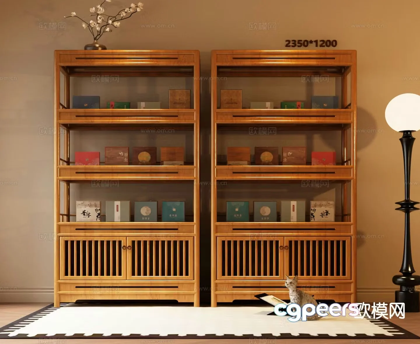 New Chinese style tea cabinet tea rack 3d model