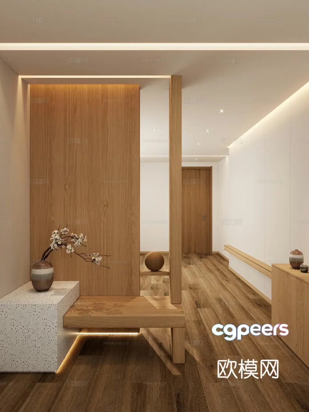 Log Fenghu Partition Entrance Partition 3D Model