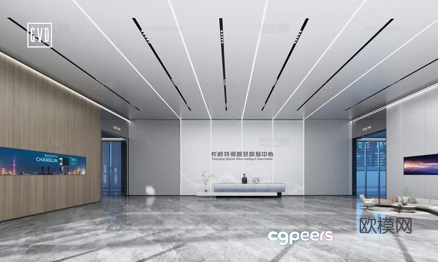 Technology hall high-end hall steel metallurgy hall reception hall visit hall foyer entry 3D model