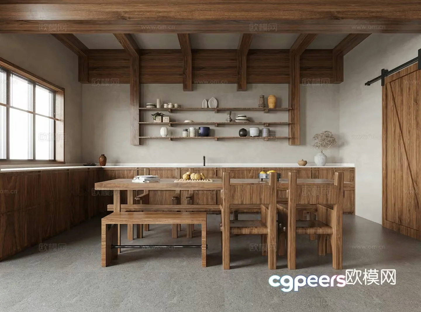 Wasabi Restaurant Dining Table and Chair 3D Model
