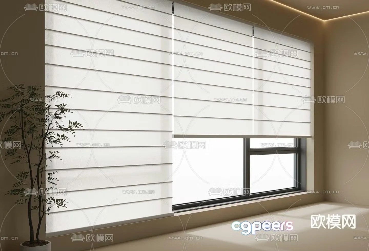 Modern curtains Venetian blinds Blackout blinds 3d model