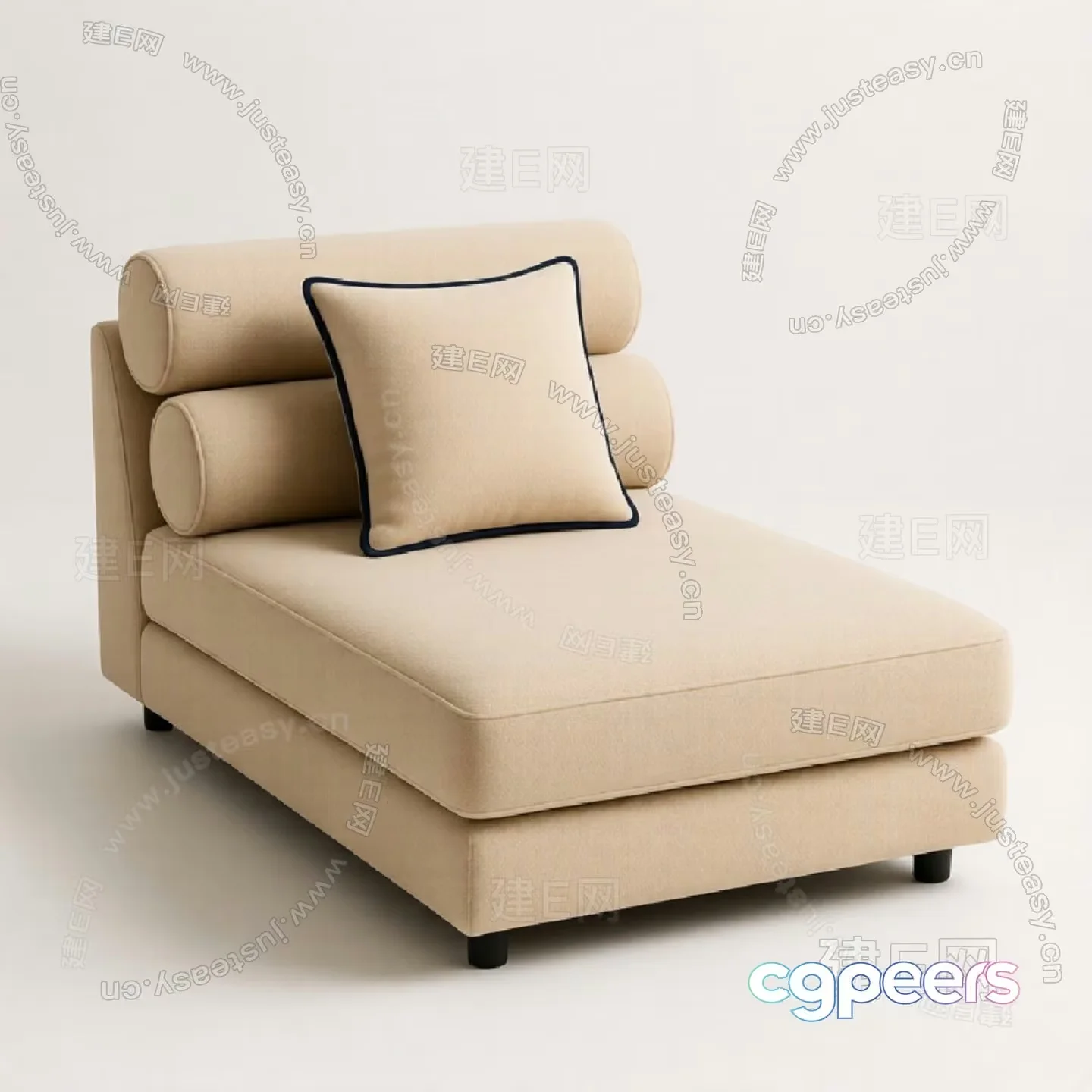 Modern Beige Chaise 3D Model – 22791 – VRAY Render
