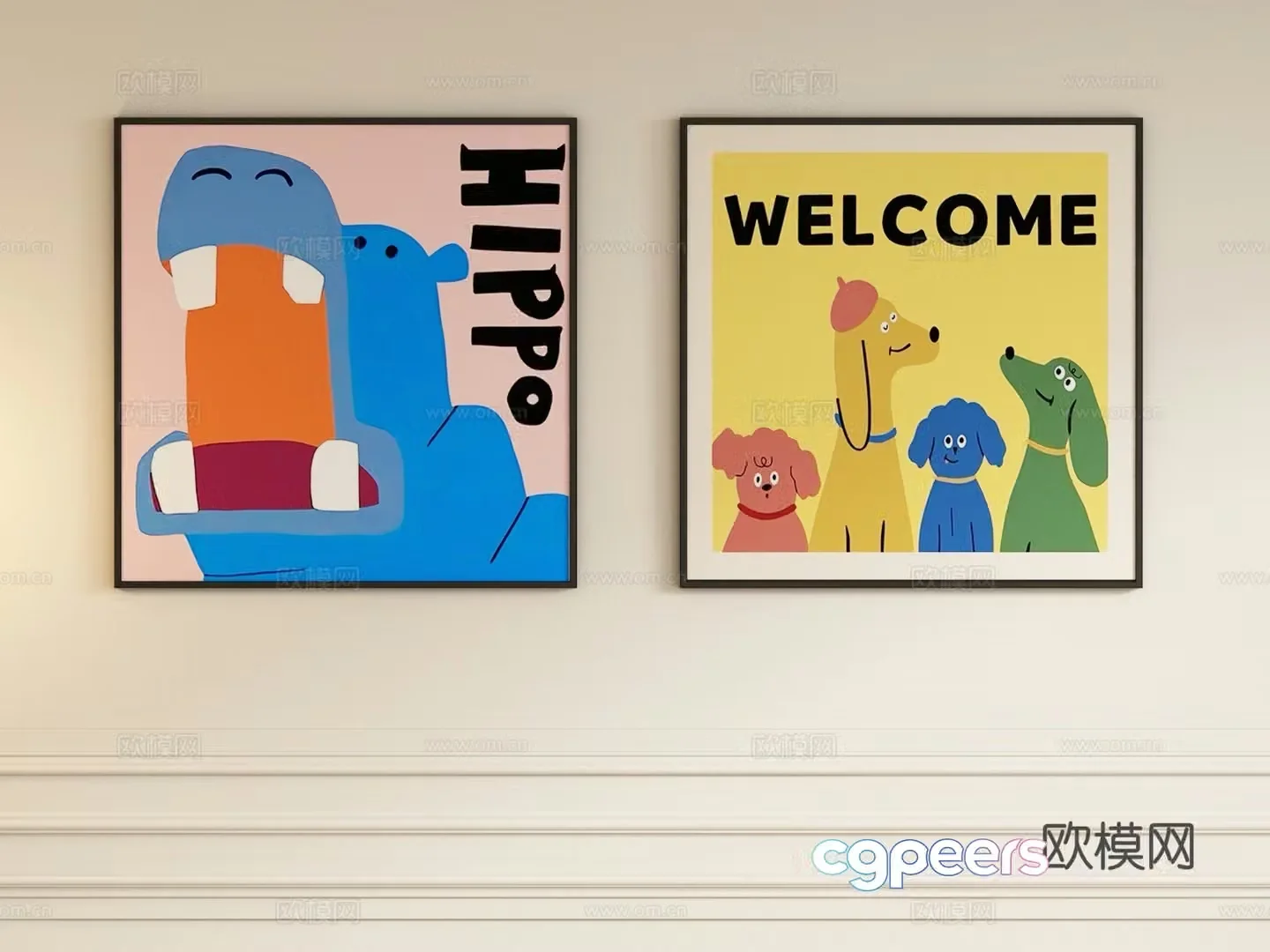 Children’s decorative painting cartoon painting hanging painting 3d model