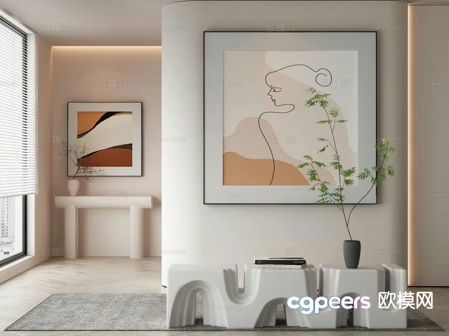 Modern decorative painting simple drawing figure painting 3D model
