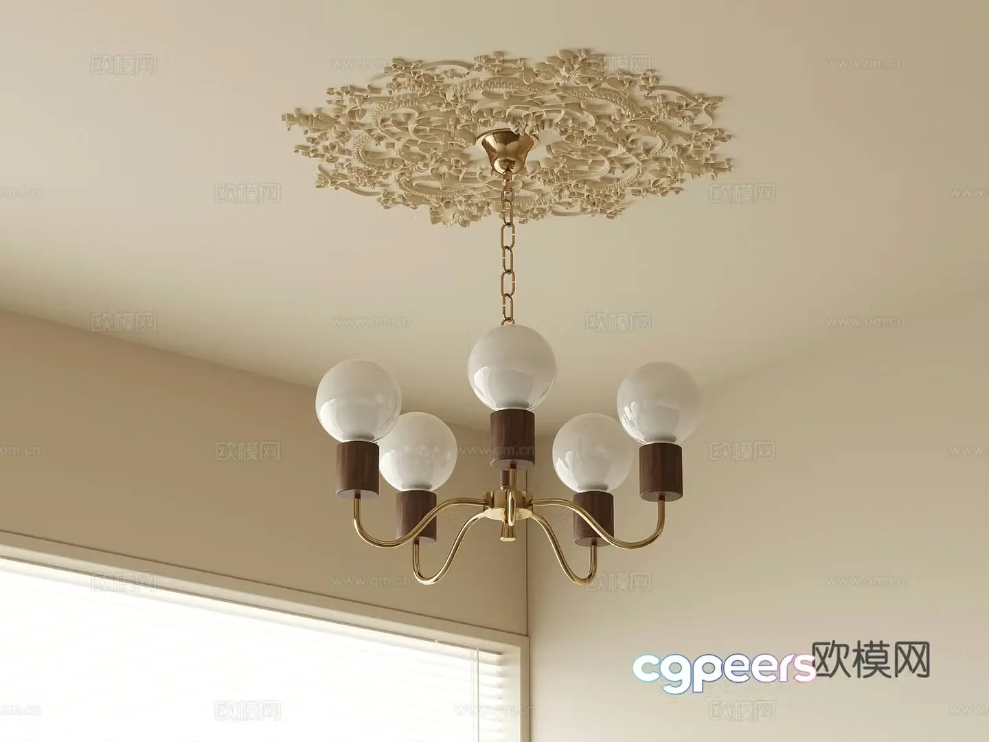 French medieval style chandelier 3d model