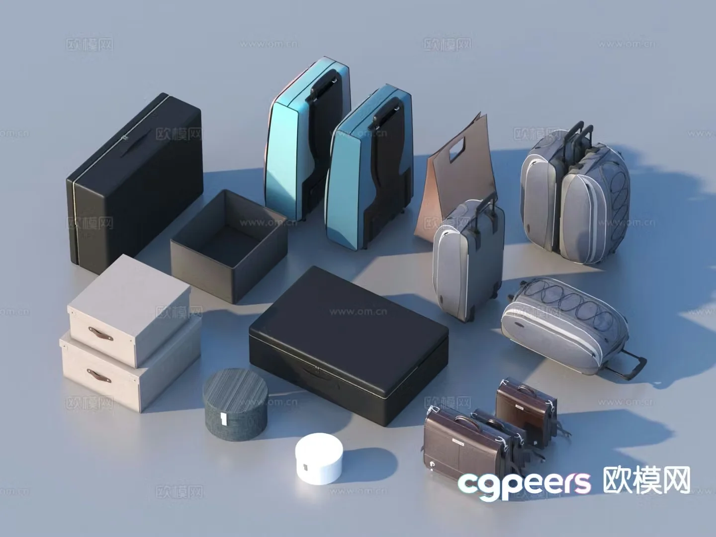 Luggage trolley suitcase 3d model