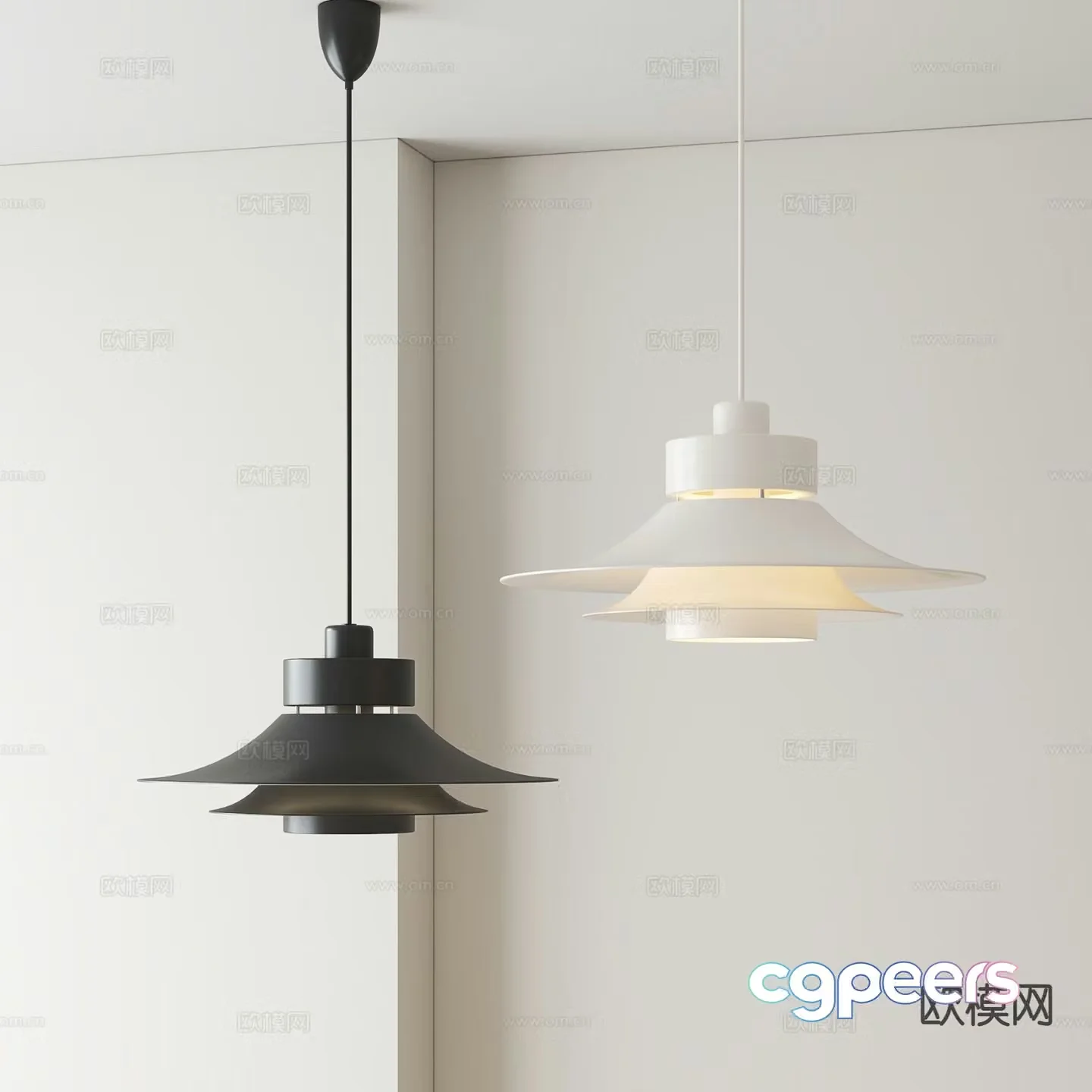 Modern flying saucer chandelier 3d model