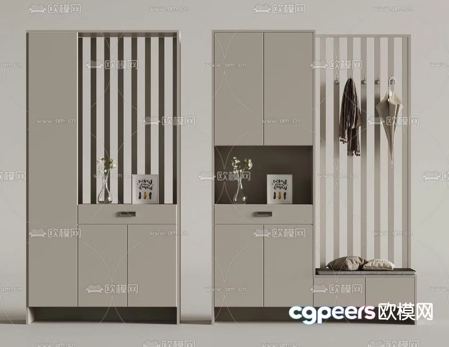 Modern home entrance shoe cabinet 3D model