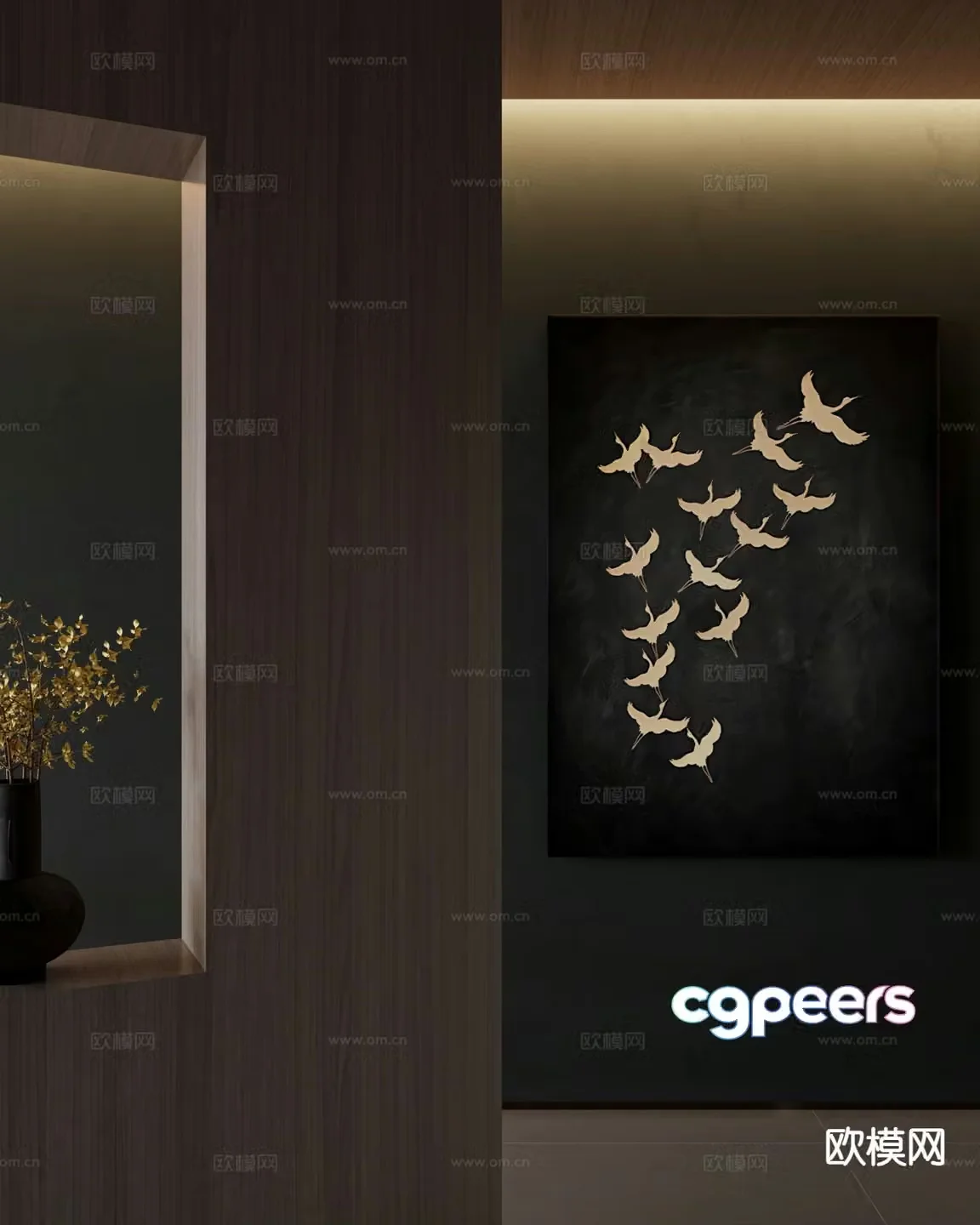 Wabi-sabi art painting decorative painting 3d model