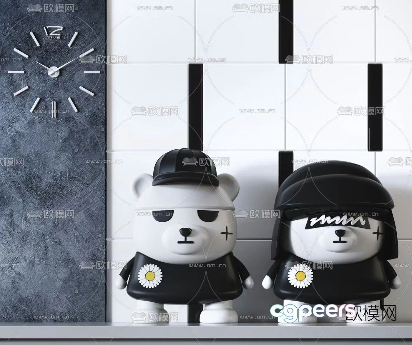 Modern trendy bear doll toy ornaments 3D model