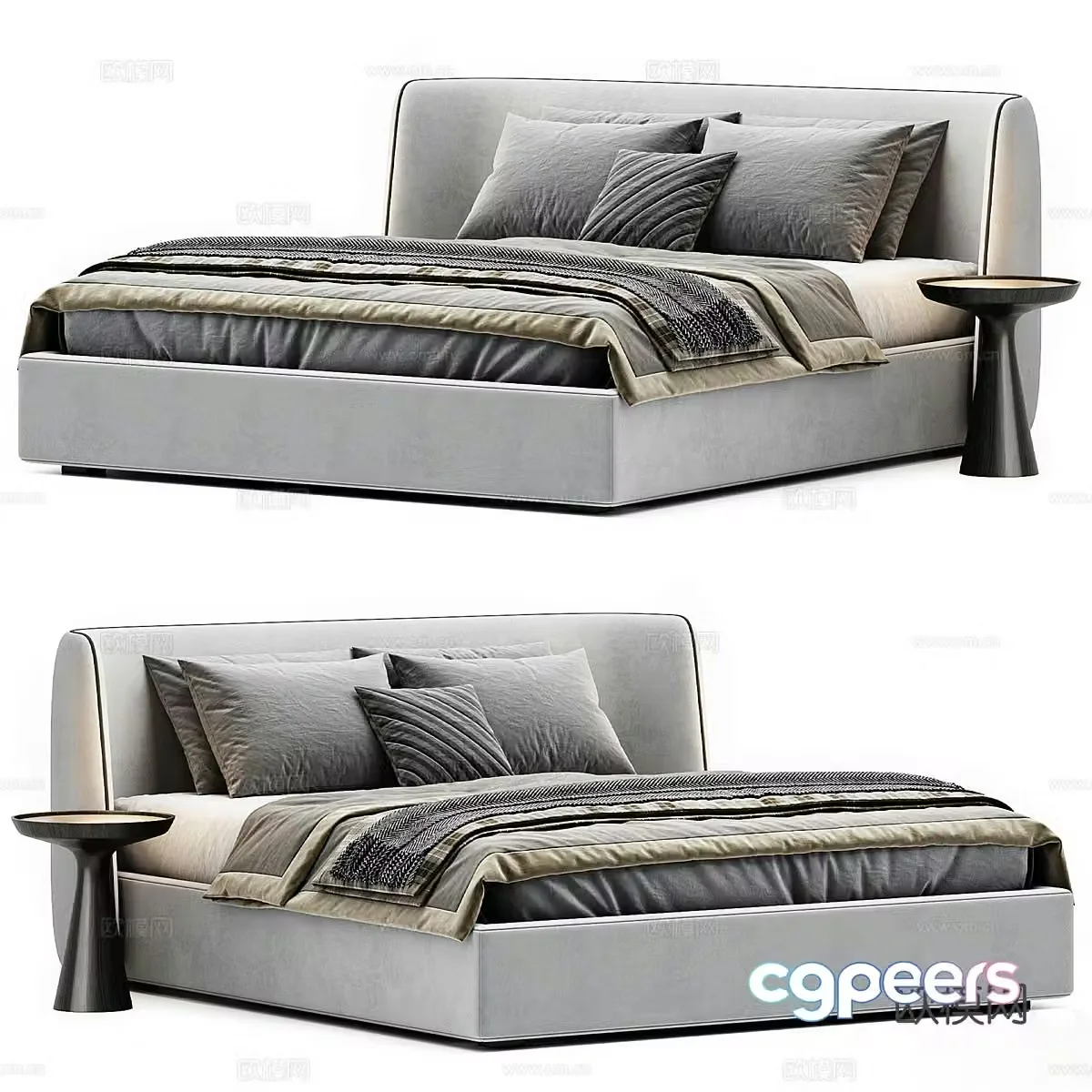 Modern double bed 3d model