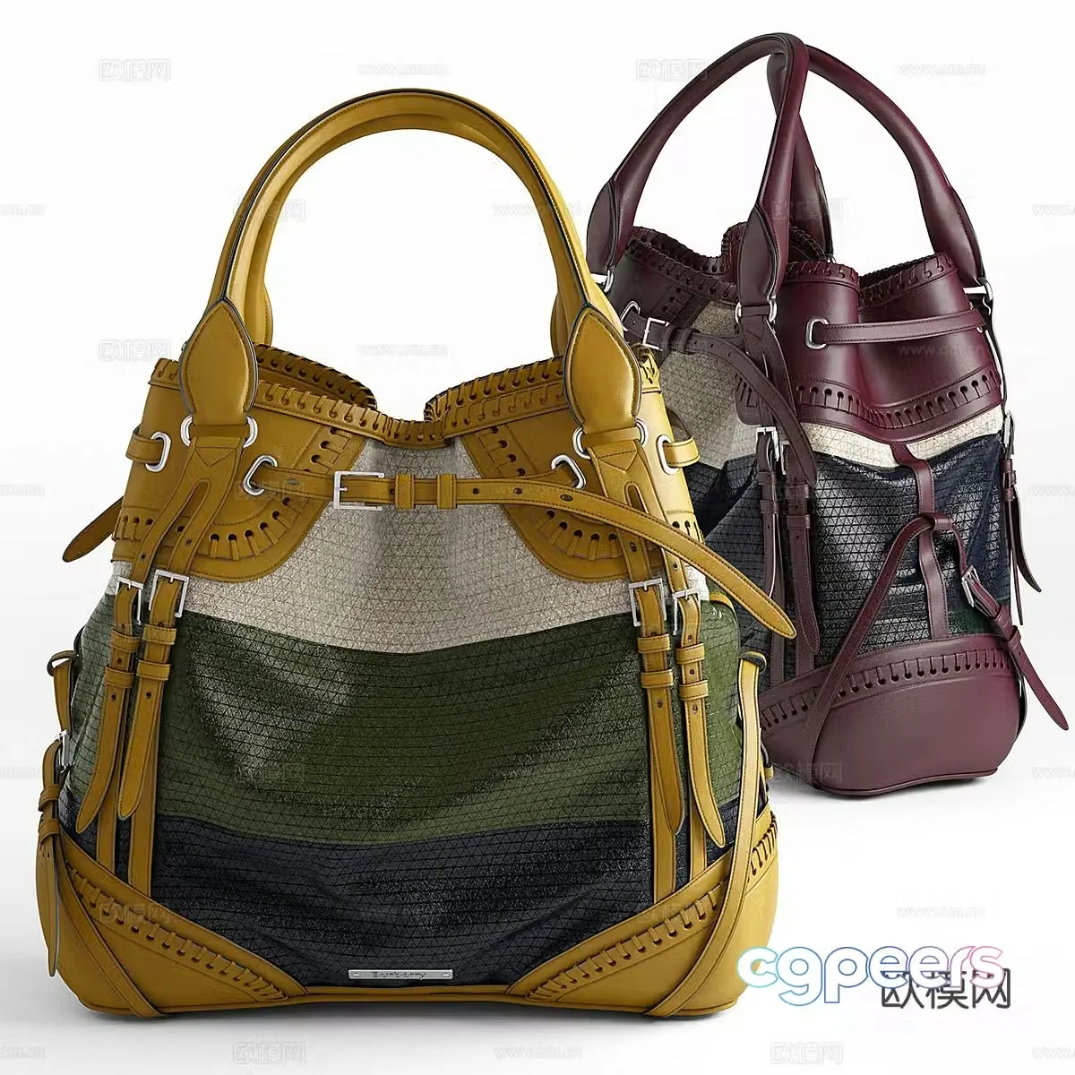 Burberry lock seam bag 3d model