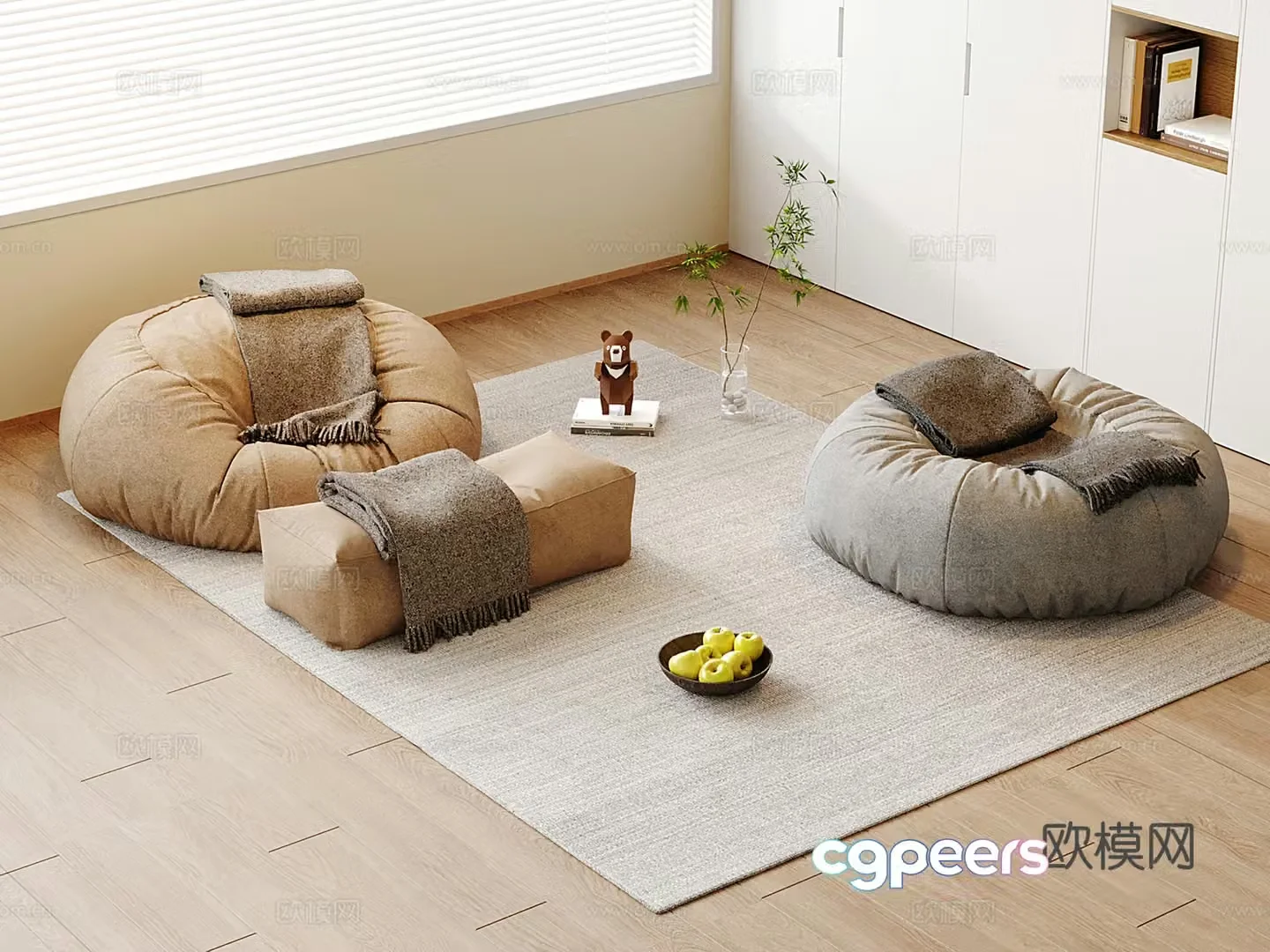 Modern lazy sofa bean bag 3d model
