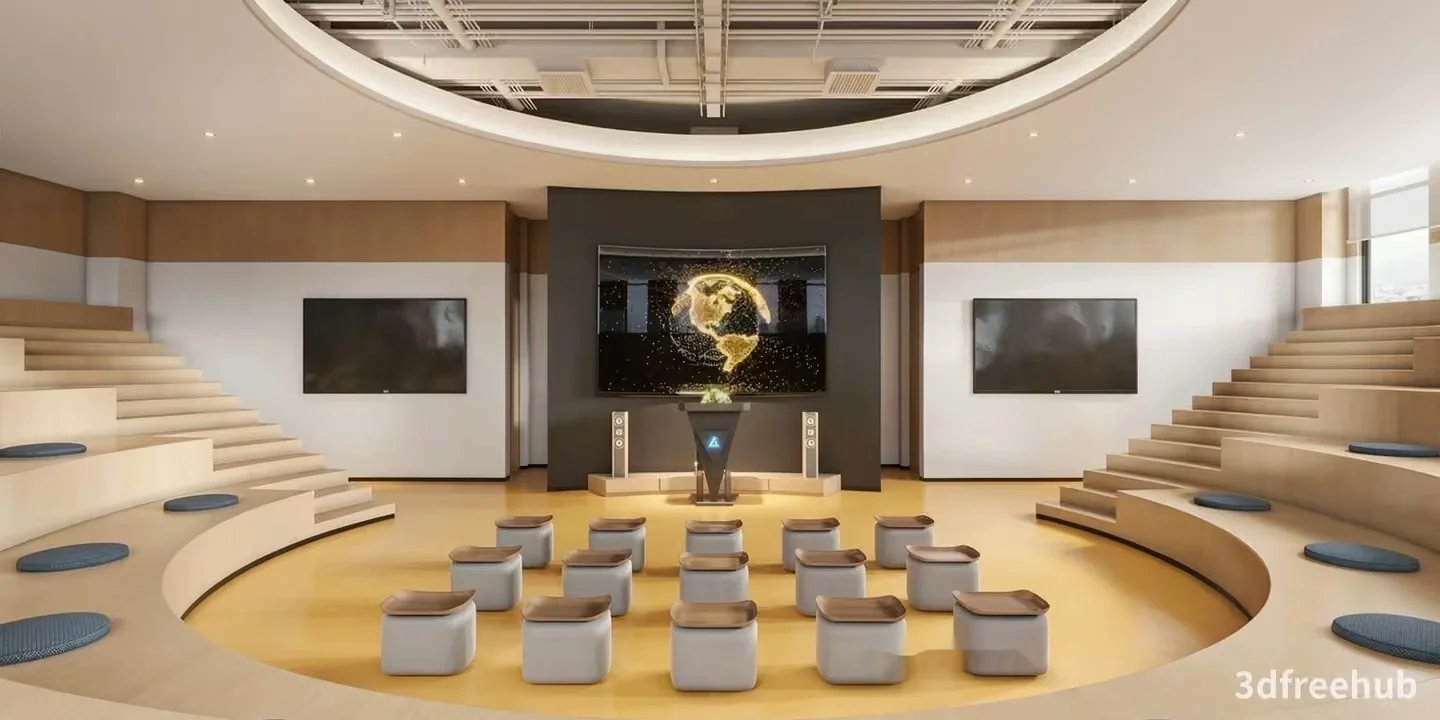 Large Modern Auditorium 3D Model – 22201 – VRAY Render