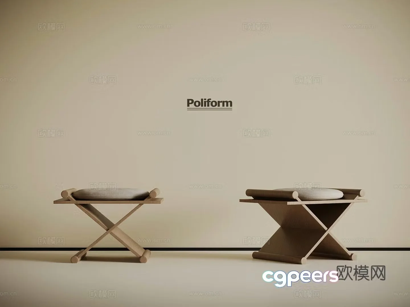 New Chinese stool shoe changing stool 3D model