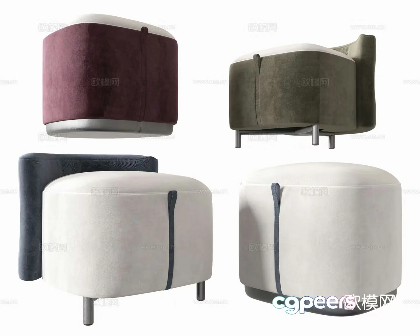 Stool sofa stool low stool shoe changing stool 3D model