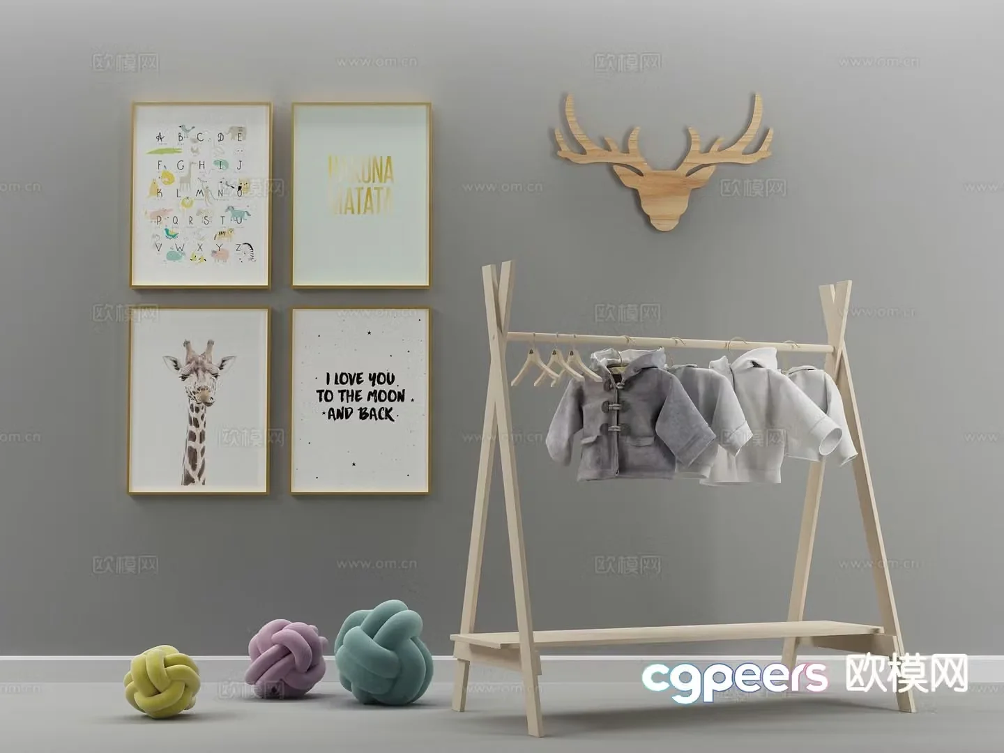 Modern clothes hanger clothing display rack 3d model