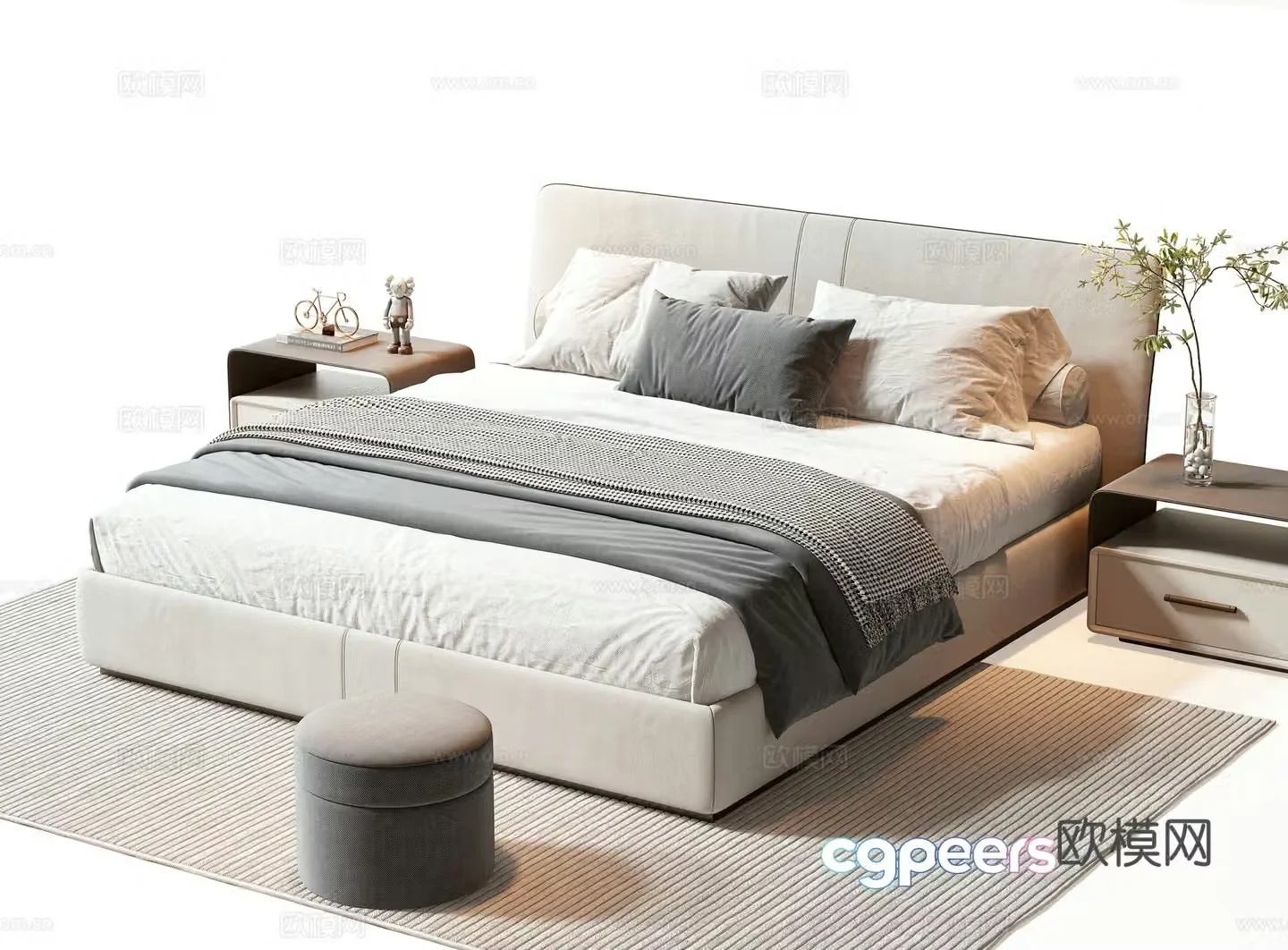 Modern double bed 3d model