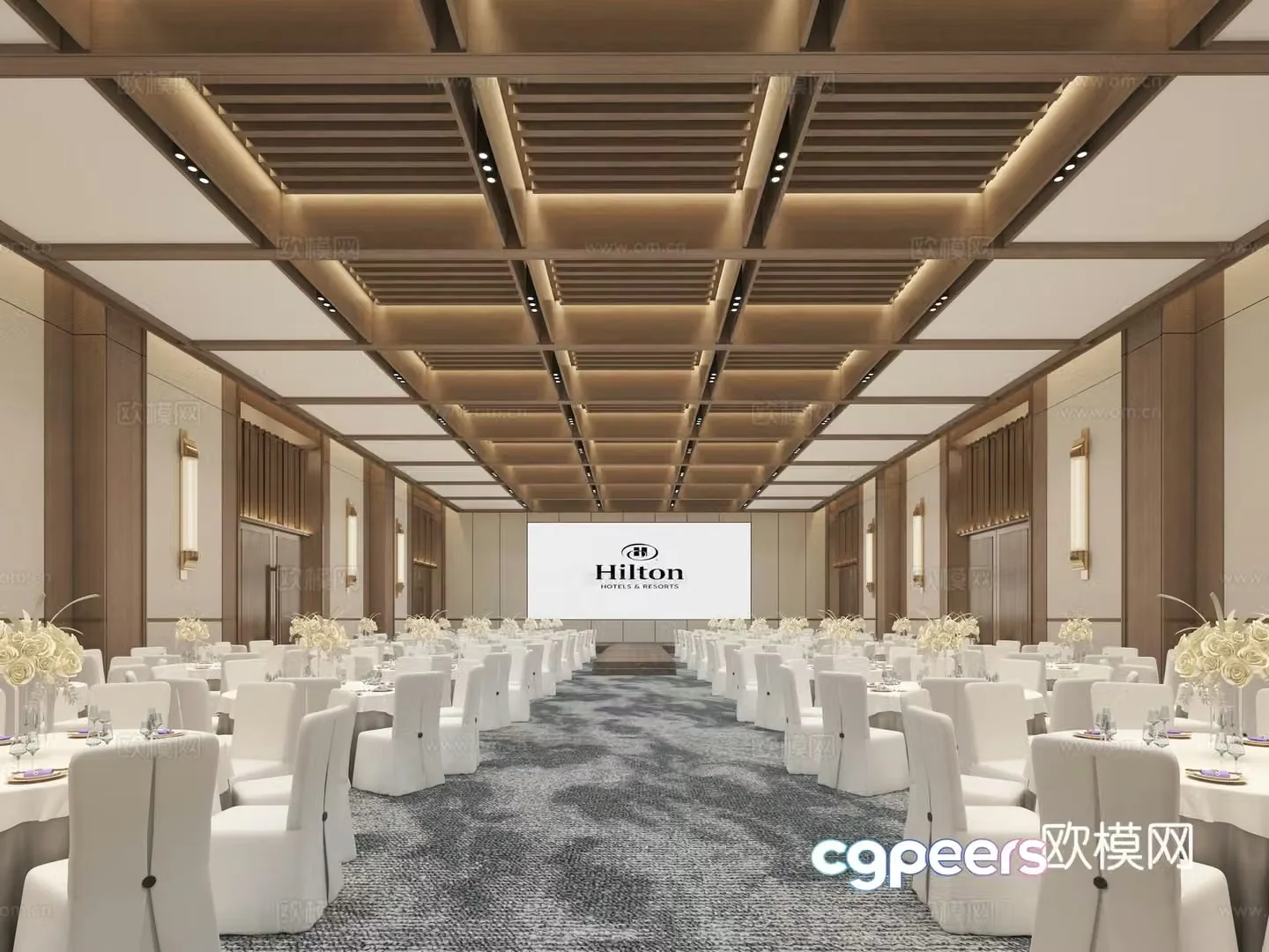New Chinese-style banquet hall wedding banquet 3D model