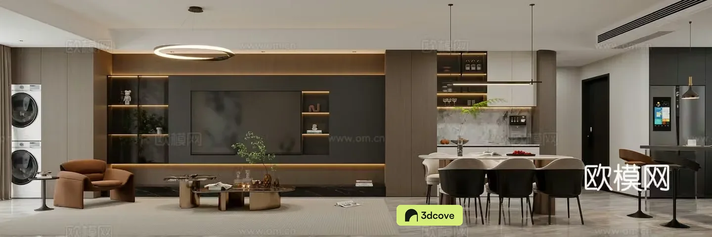 Modern living and dining room