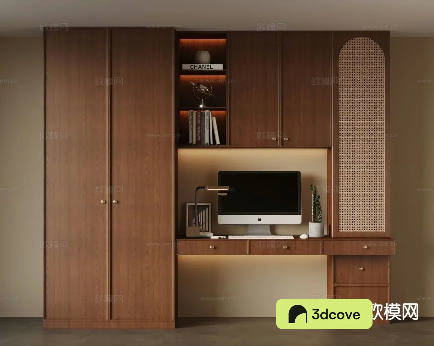 Medieval style bookcase integrated cabinet
