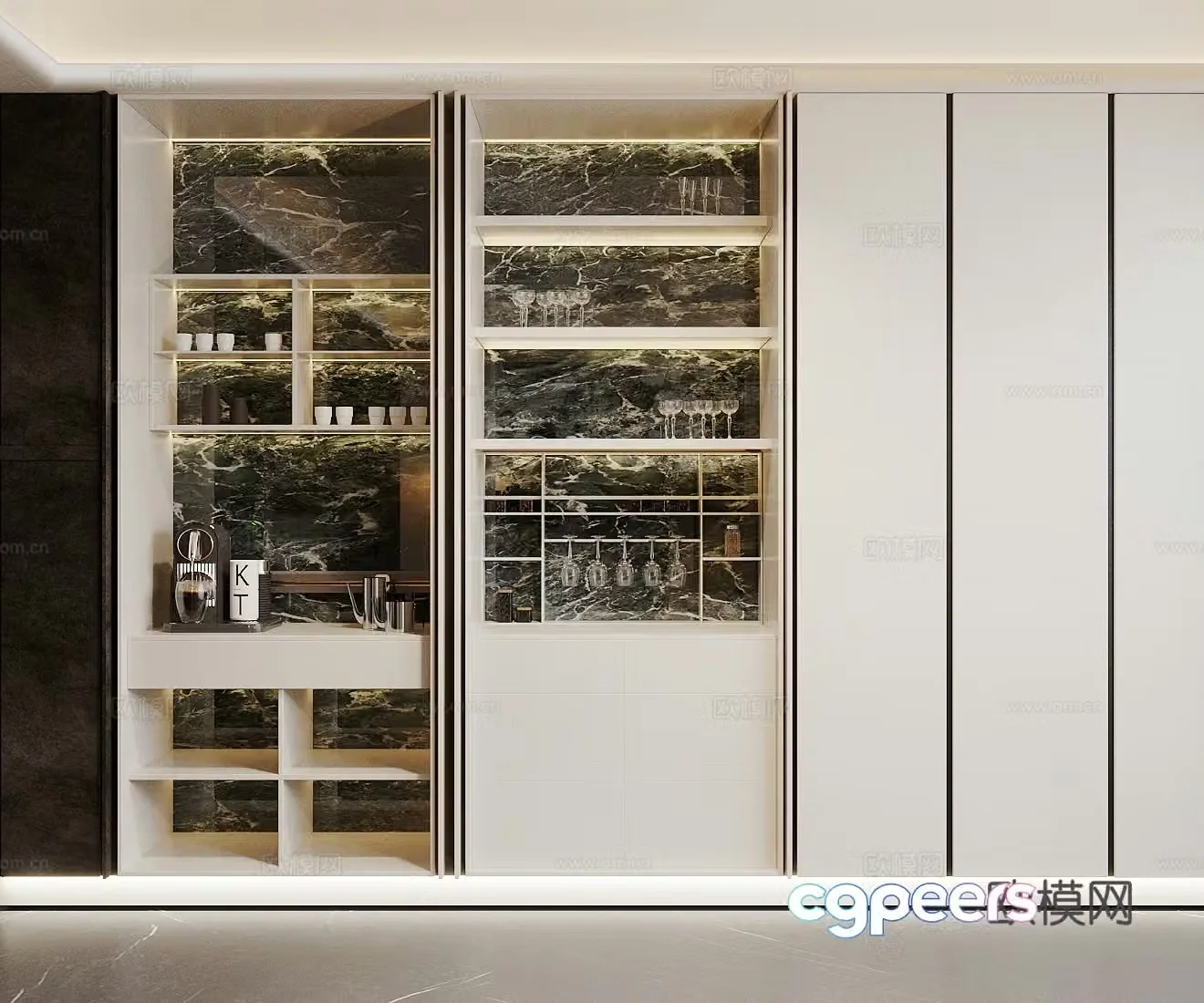 Modern Italian wine cabinet Storage cabinet Side cabinet Storage cabinet Marble wine cabinet Italian decorative cabinet 3D model