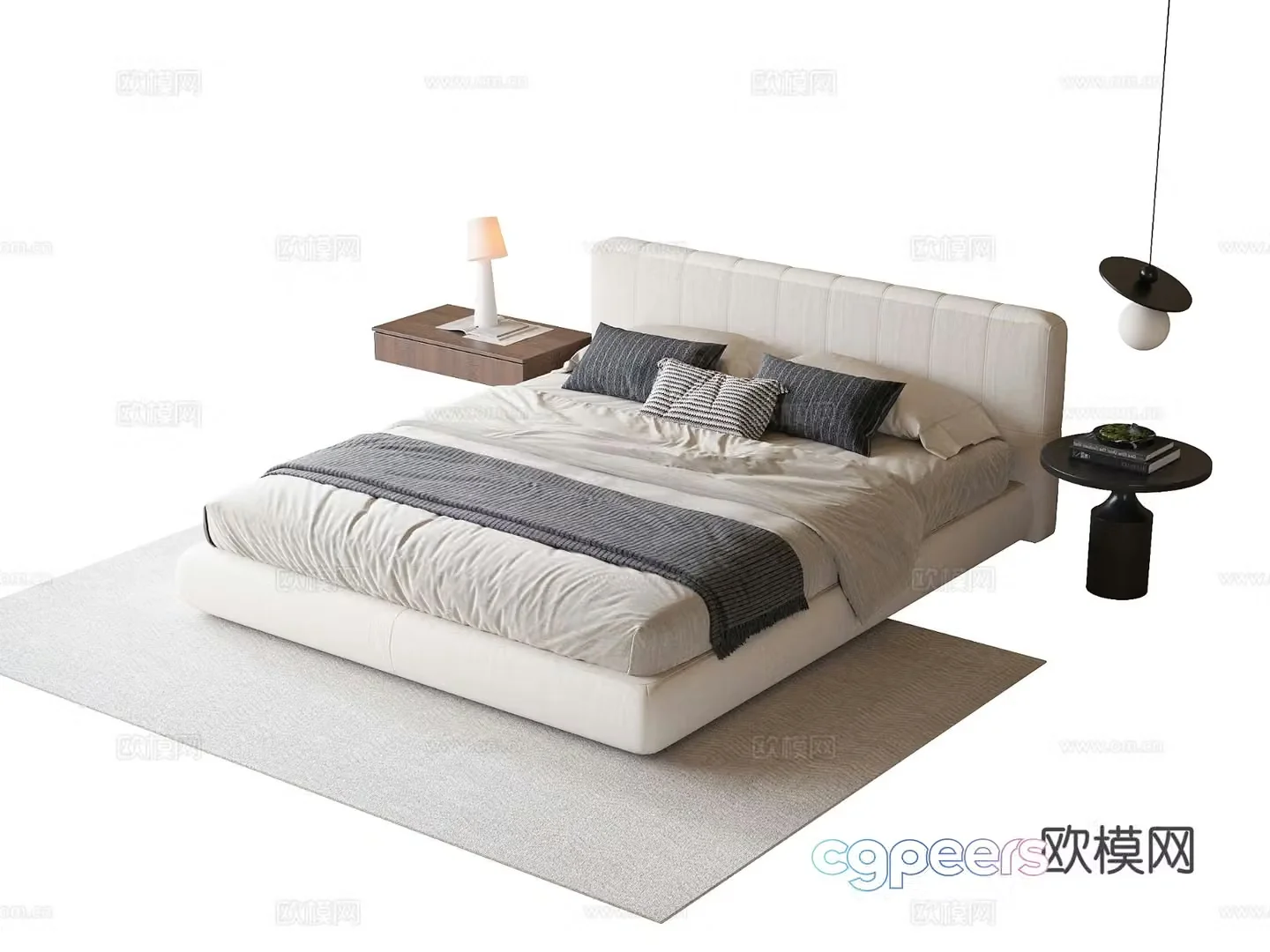 Modern double bed 3d model