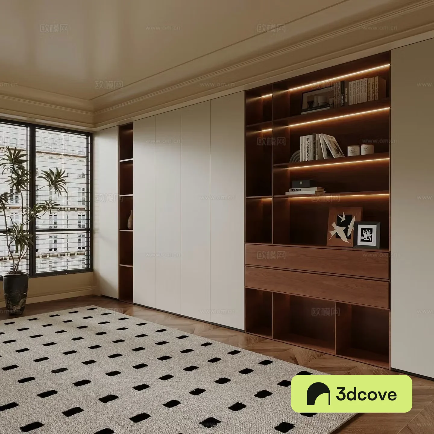 Modern bookcase Middle style bookcase 3D model