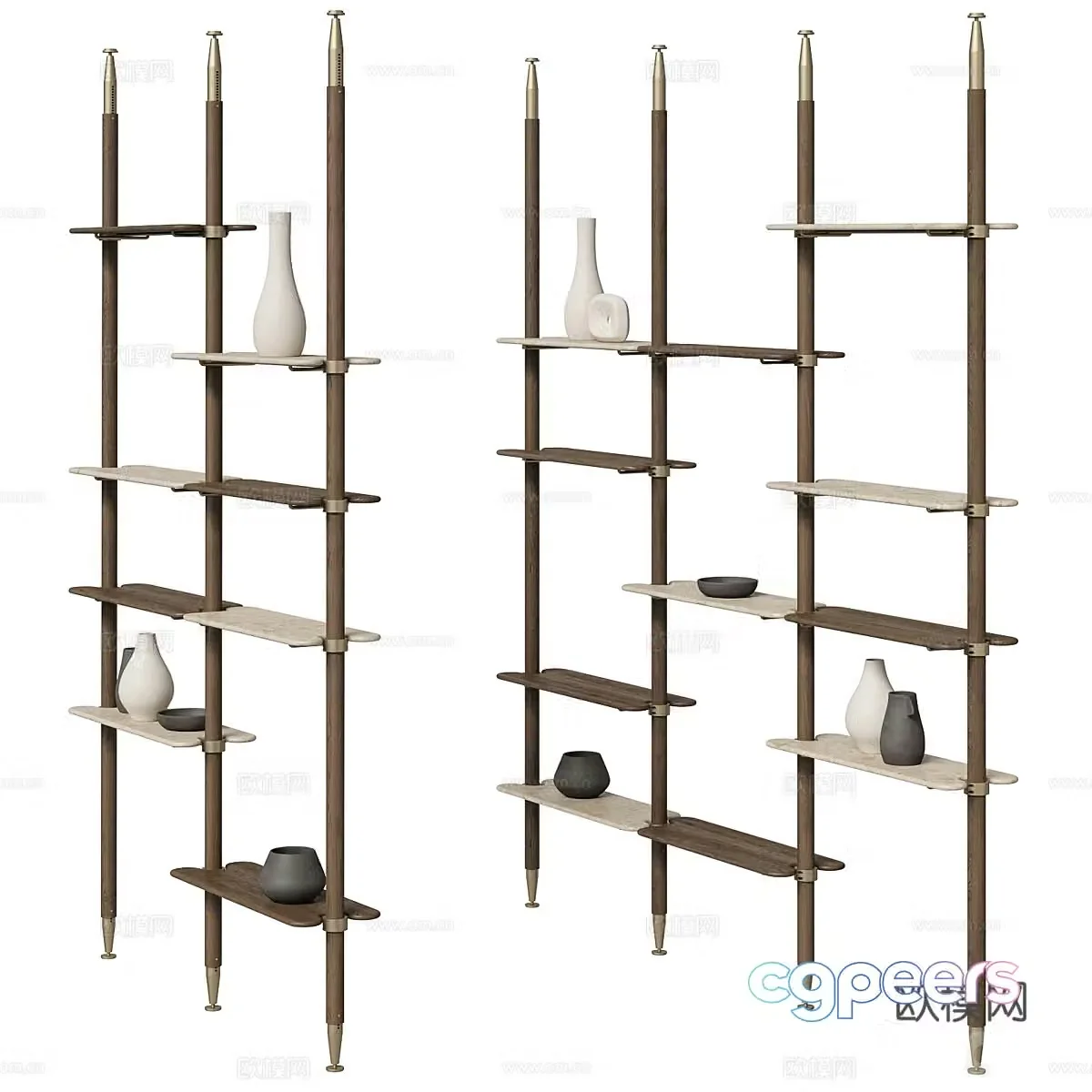 New Chinese style light luxury decorative shelf bookshelf 3D model