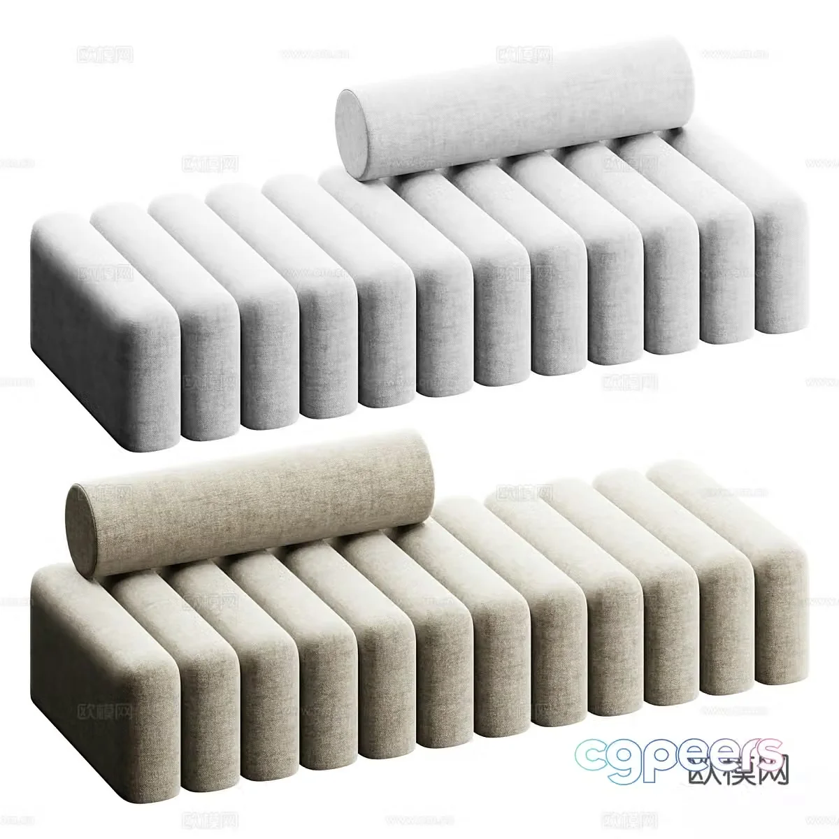 Modern cream style sofa stool 3d model
